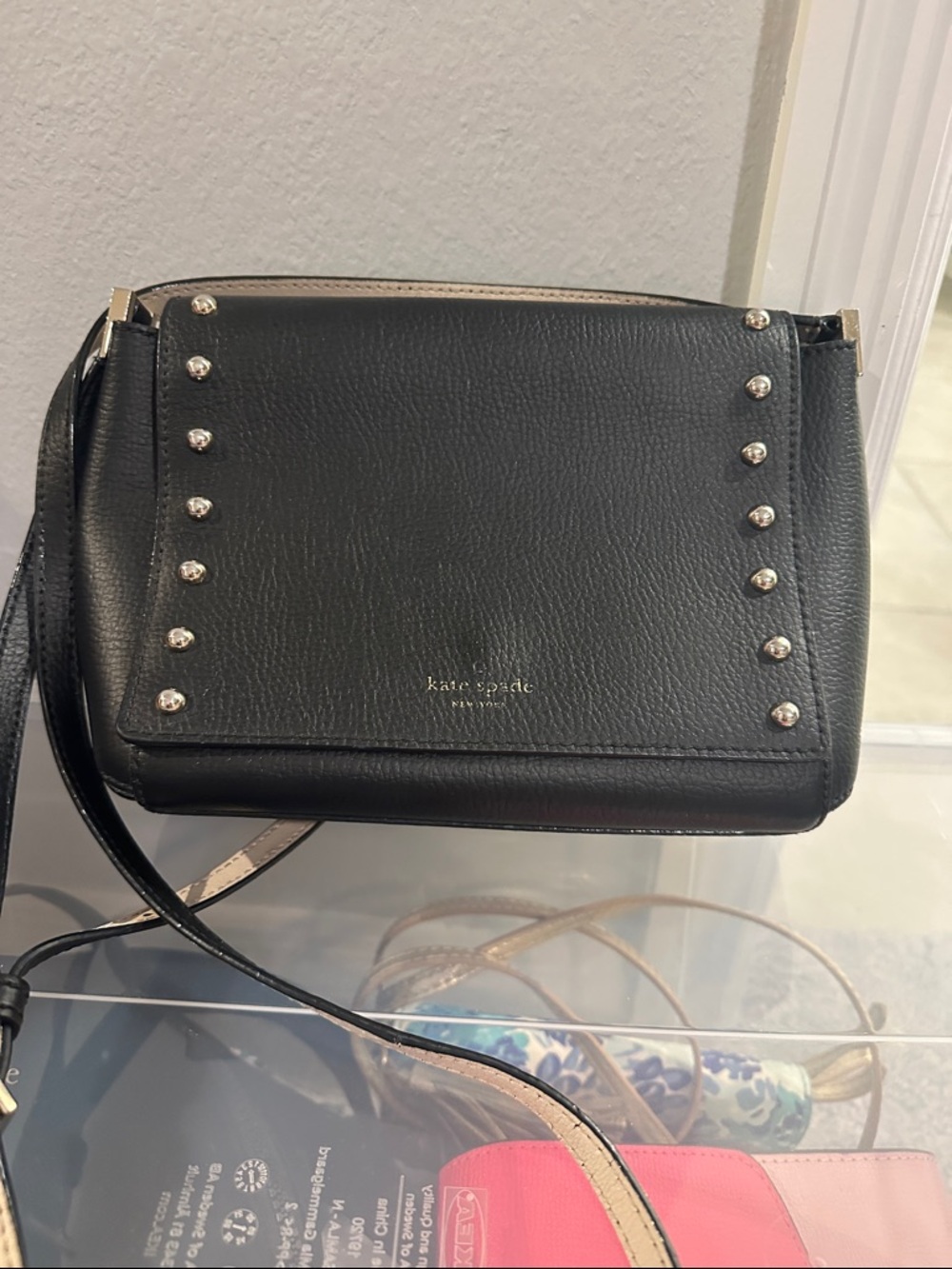 kate spade ♠️ Black Leather Studded Crossbody